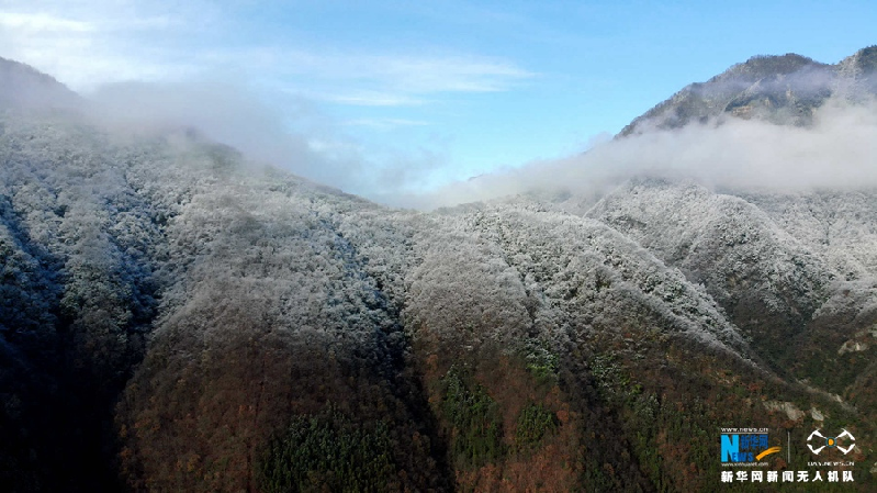 【“飞阅”中国】雪后十八里长峡 半山皑皑半山红