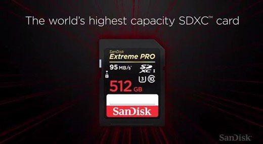 SanDisk发布512GB Extreme Pro SDXC存储卡